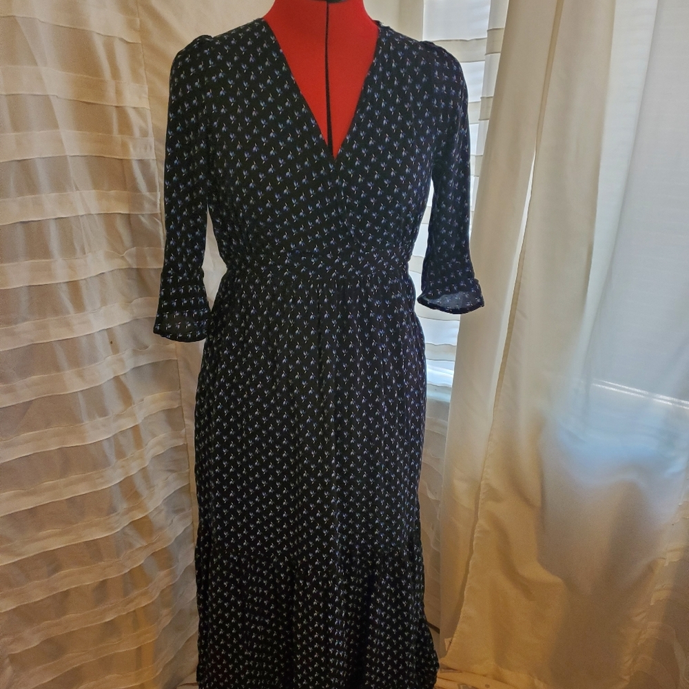 Women's dark blue peasant style dress